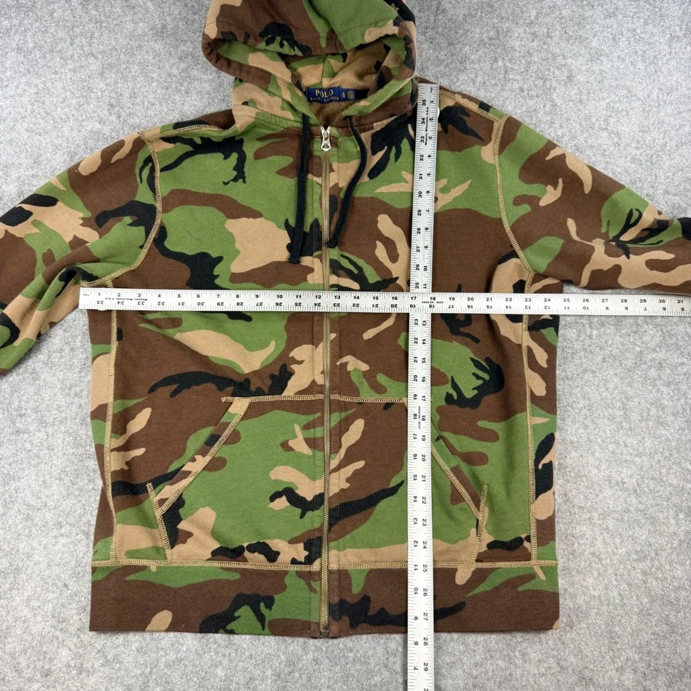 Polo Ralph Lauren Woodland Camo Hoodie Mens XL Full Zip Fleece Pony Logo
